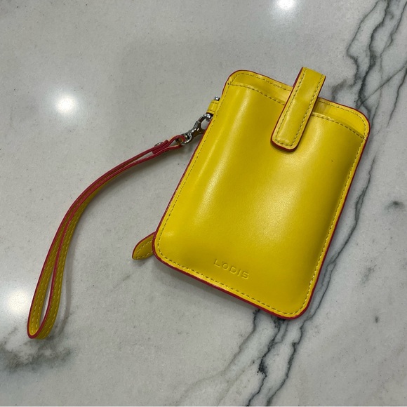 Lodis wristlet in yellow and pink accent vegan leather. - Picture 4 of 4